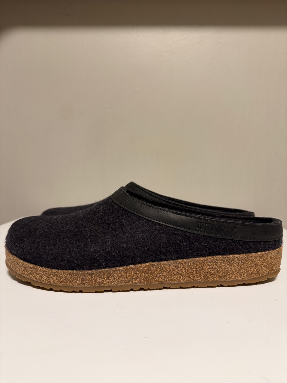 Haflinger Grizzly GZL Black Wool Clogs Cork Footbed Mules Men’s EU 46 US 13